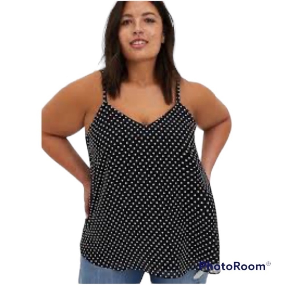 Torrid Sophie Stylish Chiffon polka dots Swing spaghetti straps v-neck Cami top